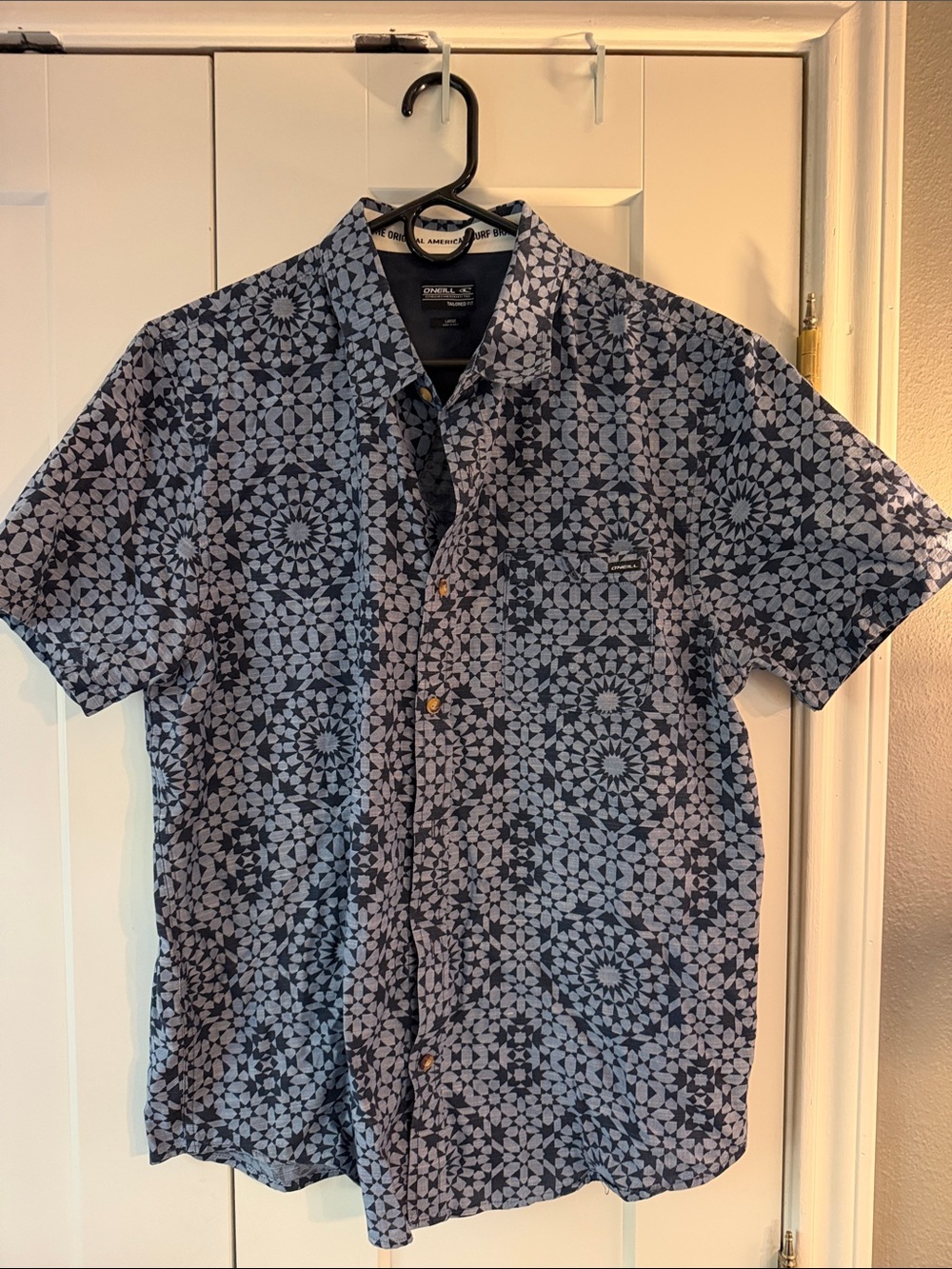 O'Neill Blue Geometric Short Sleeve Button-Down Shirt